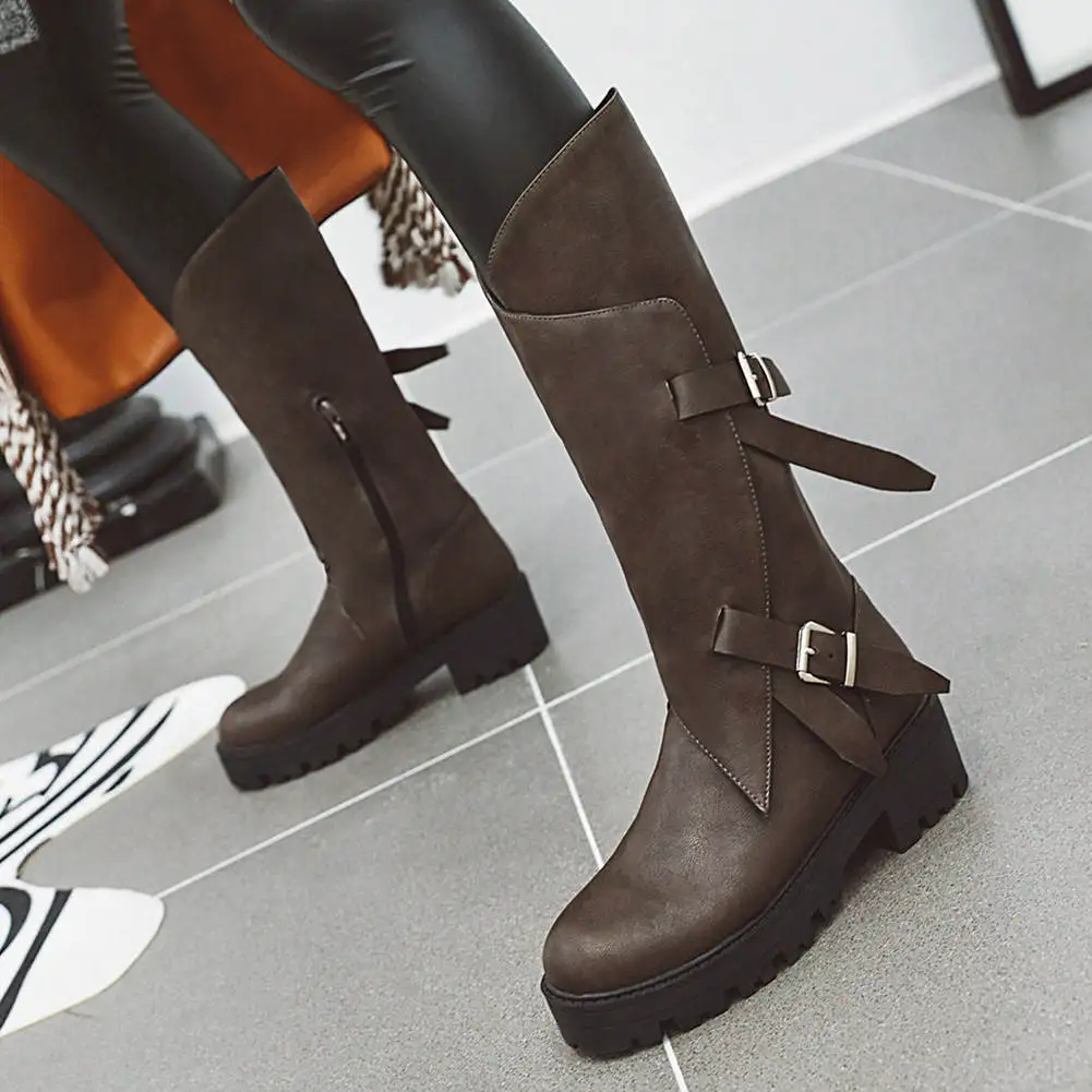 

SARAIRIS 2020 Plus Size 46 Retro Winter Add Fur Shoes Woman Boots Female Shoes mid-calf Boots Western Shoes Women