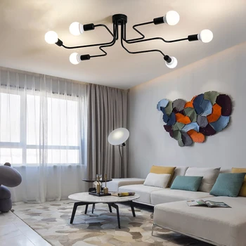 

European-style E27 Bulb Bulls Black Iron Ceiling Lights Industrial Dining Living Room Bedroom Ceiling Lighting Fixtures