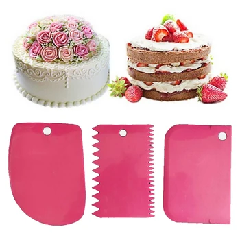 

3Pcs/Set Plastic Blade Fondant Cake Decoration Tool Multifunction Pastry Cream Butter Spatula Plastic Cake Scraper Set