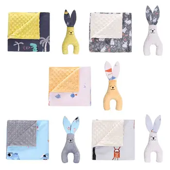 

2 Pcs/set Baby Toddler Newborn Beanie Blanket Doll Set Super Soft Baby Blanket Stripped Wrapped Swaddle