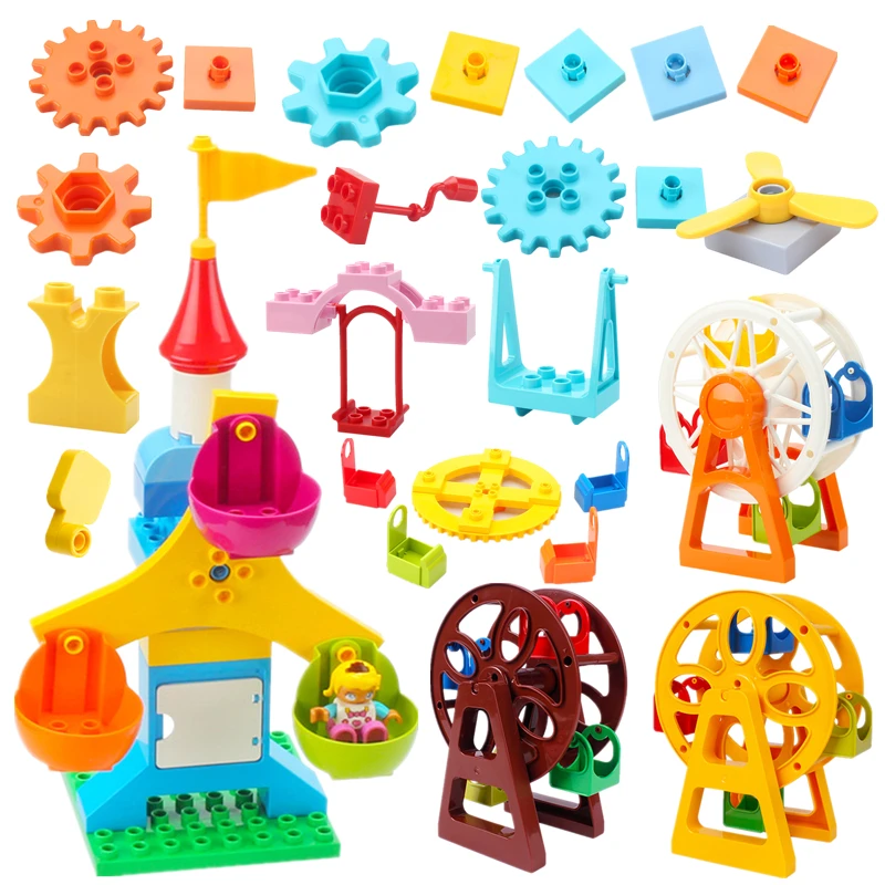 Big Building Blocks Fan Leaf Compatible Large Bricks Ferris Wheel Park Gear Busy Kid Educational Creative Toy Children Kids Gift | Игрушки и