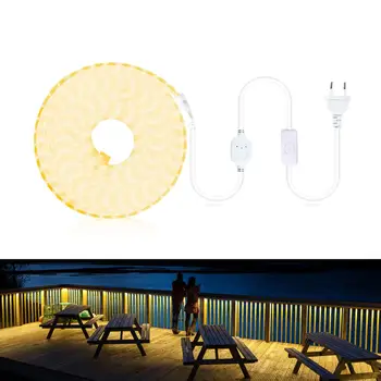 

220V 20M Waterproof Street lamp Outdoor Landscape Design LED Diode Tape Flexible Neon Ribbon Deco Mirror Gate Garden Wall Light