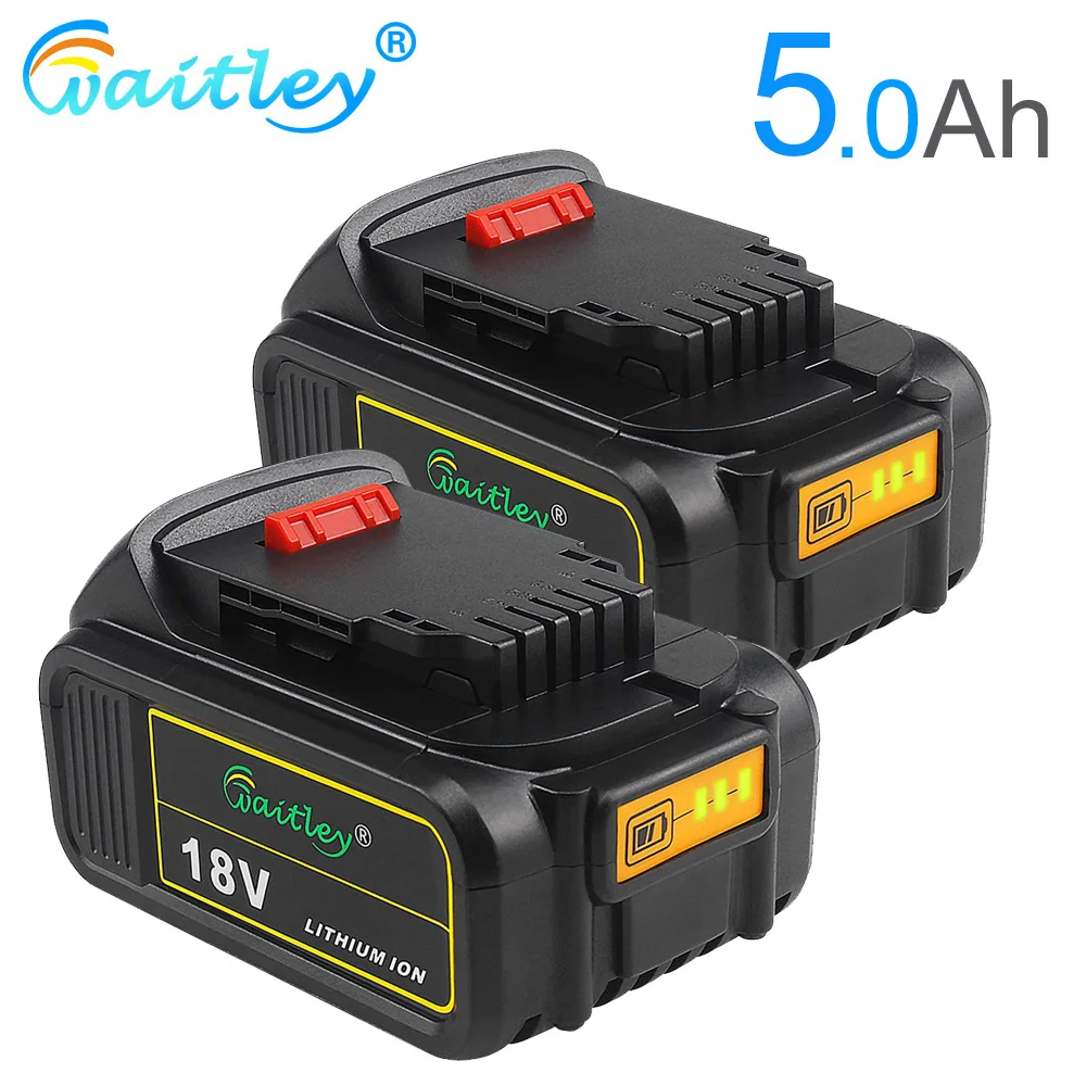 Waitley DCB200 5.0Ah сменный аккумулятор совместимый для Dewalt 18 в 5000 мАч 20 В Макс. XR Инструменты 18 в DCB184 батарея s DCS551N - Цвет: 2PCS