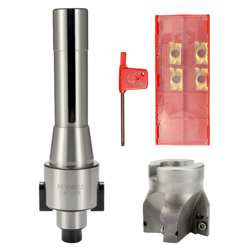 

R8-FMB22 Straight Shank Arbor 400R Face End Mill Cutter With 4PCS Carbide Inserts Turning Tool Rod Industrial Lathe Tools