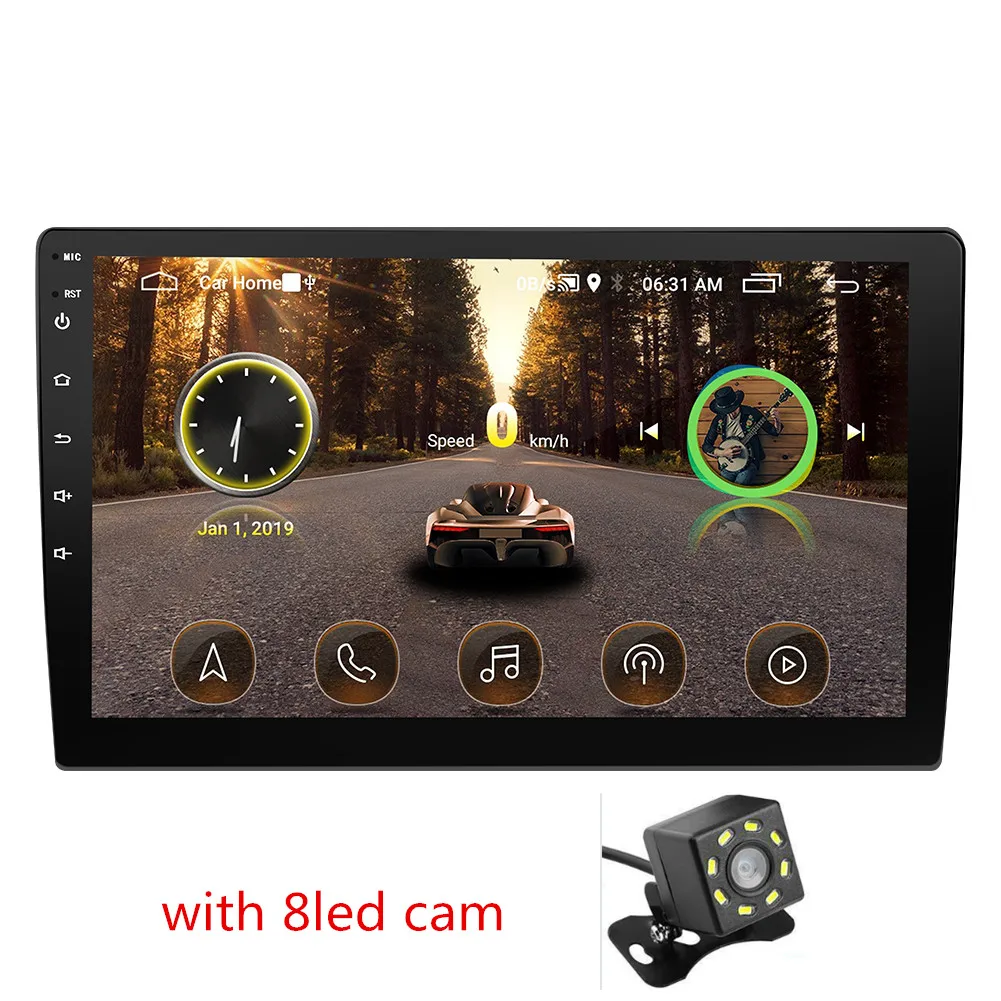 Авторадио четырехъядерный 2DIN 10," Android8.1 автомобильный стерео gps MP5 плеер WiFi BT FM радио+ камера - Цвет: with 8led cam