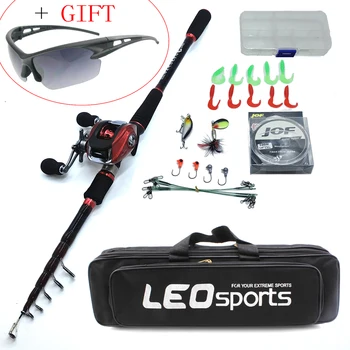 

2019 NEW 1.8-2.7m fishing rod combo with casting reel bait lure box line bag portable travel rod boat rock pole fishing tackle