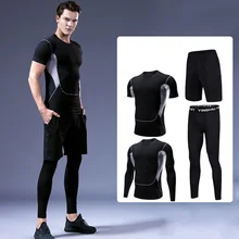 Мужская спортивная одежда, костюмы, спортивные колготки, тренировочная одежда, спортивный комплект для бега, спортивный костюм для бега, сухой крой, плюс Размер 4