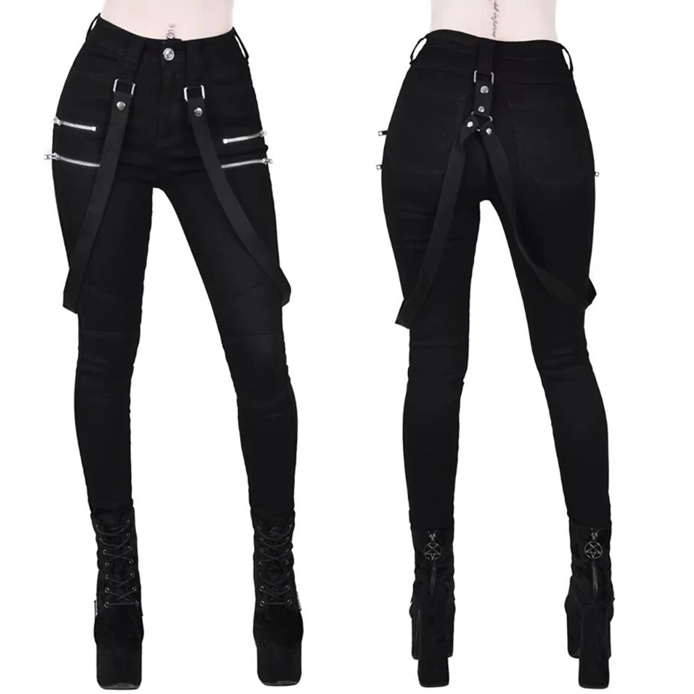 Ladies Cargo Pants High Waist Black Streetwear Vintage Punk Goth Pants Women Summer Pants Casual Long Trousers joggers D30 cargo trousers