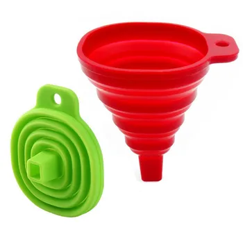 

Funnel Collapsible Set of 2, Foldable Funnel for Liquid Transfer 100% Food Grade Silicone (Red & Green)