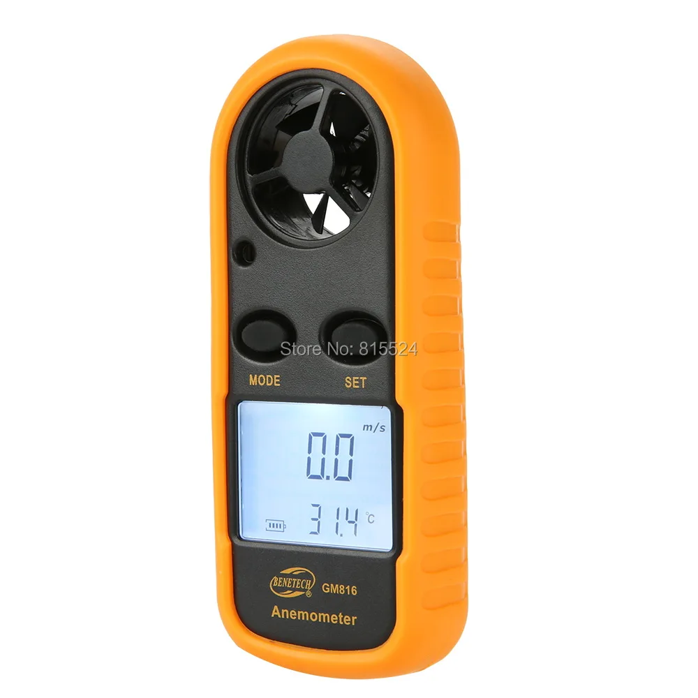 BENETECH GM816 Цифровой анемометр, термометр, скорость ветра, скорость воздушного потока, датчик температуры, ветрометр с ЖК-подсветкой, горячая распродажа
