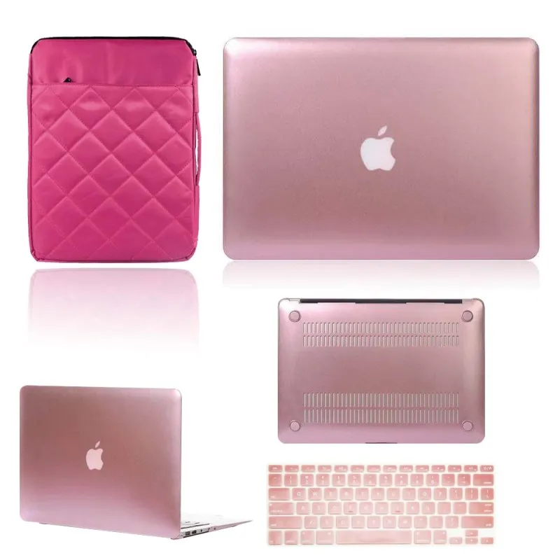 KK&LL Apple macbook Air Pro retina 11 12 13 15 и Air13/Pro 13 15-Touch Bar Жесткий Чехол для ноутбука+ сумка на рукав+ чехол для клавиатуры - Цвет: rose gold