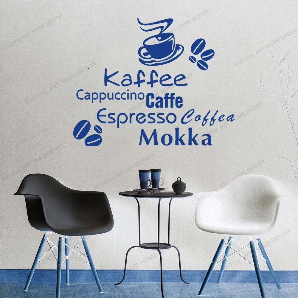 

English Quote Coffee Home Decorative Stickers Wall Stickers Vinyl Wall Decals Kitchen Stickers PVC Dining Room Shop CX1111