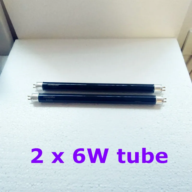 6W TUBE x 2 Черный светильник, синий BLB светильник, УФ-лампа с креплением и проводом, Европейская или американская вилка, 110 V-240 V T5 4W 6W 8W - Мощность в ваттах: 6W TUBE x 2