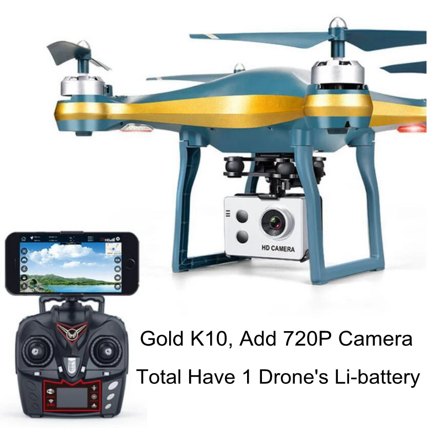 K10 gps позиционирование Автоматическая обратная беспилотная камера д/у Квадрокоптер вертолет с Wi-Fi Fpv HD камера VS f11 pro b4w Дрон - Цвет: Gold K10  720P 1B