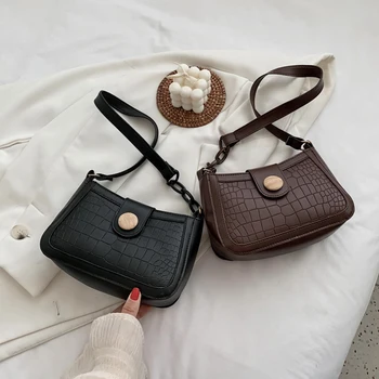

Outdoor Shopping Accessaries Supplies Women Chain Handbags Portable Solid Color Alligator PU Leather Shoulder Tote Bag