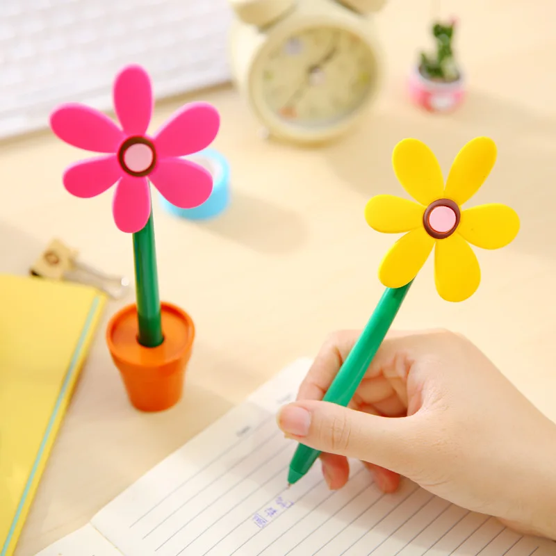 24PCS Japanese and Korean Stationery Creative Taiyanghua Ballpoint Pen/Flowerpot Shape Cute Pens for Writing