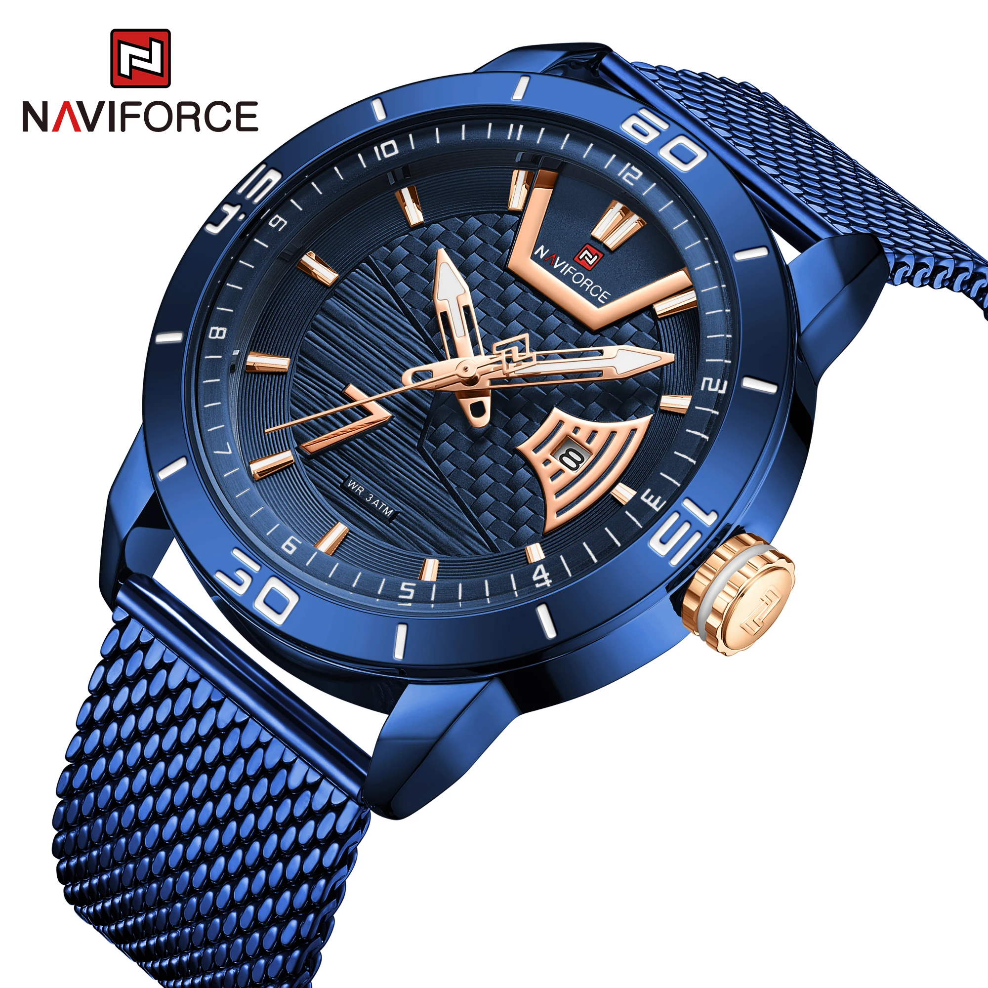 NAVIFORCE мужские часы Топ бренд Роскошные спортивные сетка сталь Дата Неделя