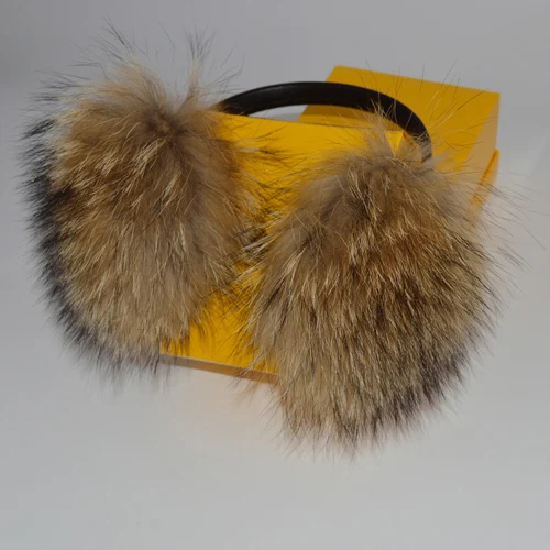 raccoon fur Брендовые Модные женские пушистые наушники из натурального Лисьего меха, зимние женские Большие меховые наушники из натурального Лисьего меха - Цвет: raccoon fur