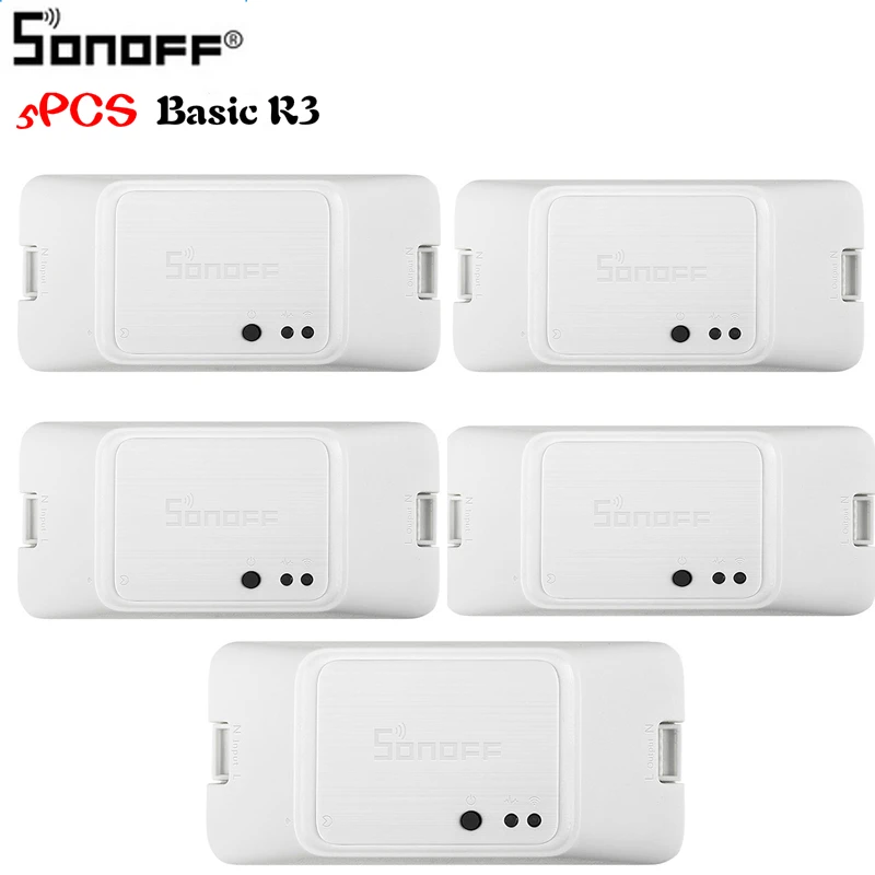 5 шт. SONOFF Basic R3 Smart Control Switch APP Умный дом WIFI 10A модули совместимы с Alexa Google Home|Модули