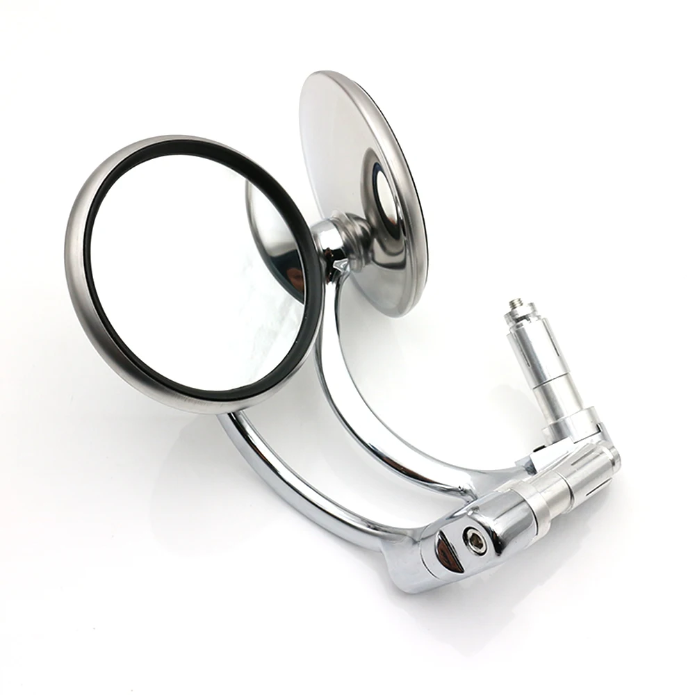Motorcycle Chrome Aluminum 7/8" 22mm Handle Bar End Side Rear View Mirrors Offroad Universal Cafe Racer Scooter Offroad Bike