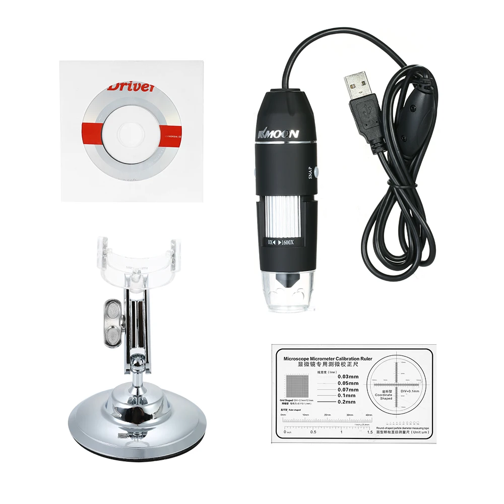 KKmoon 1600X увеличение USB цифровой микроскоп с функцией OTG эндоскоп 8-светодиодный светильник увеличительное стекло лупа с подставкой