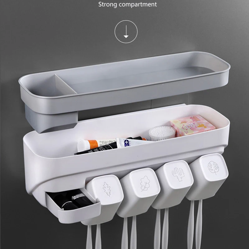Держатель для зубной щетки с чашками автоматический дозатор для зубной пасты держатель для зубной щетки Органайзер полка для хранения ванной комнаты