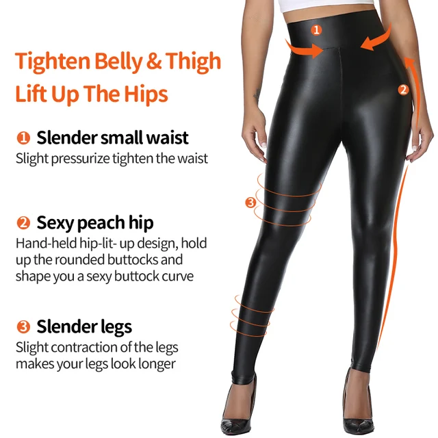 High Waist Faux Leather Leggings Women Thick Non See-through Pu Leggings  Sexy Hip Push Up Slim Pants Fitness Panties Butt Lifter - Leggings -  AliExpress