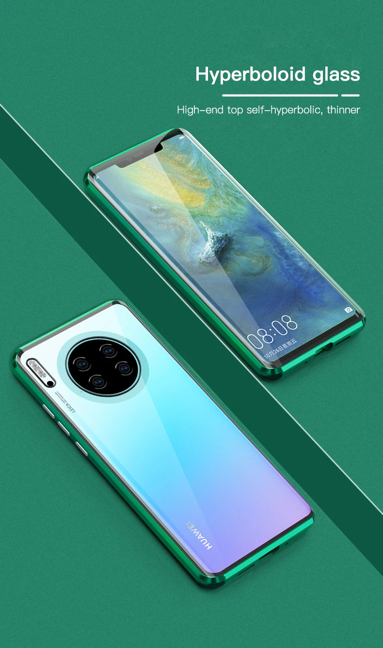 Магнитный металлический двойной стеклянный чехол для телефона huawei mate 30 20 Pro роскошный магнит адсорбционная Защитная крышка чехол Funda Shell