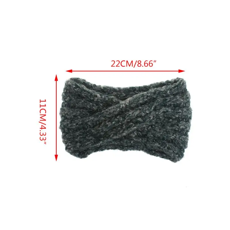 Womens Adult Winter Criss Cross Braided Headband Ear Warmer Thickened Mohair Knitted Sport Cold Weather Wide Hair Band Turban