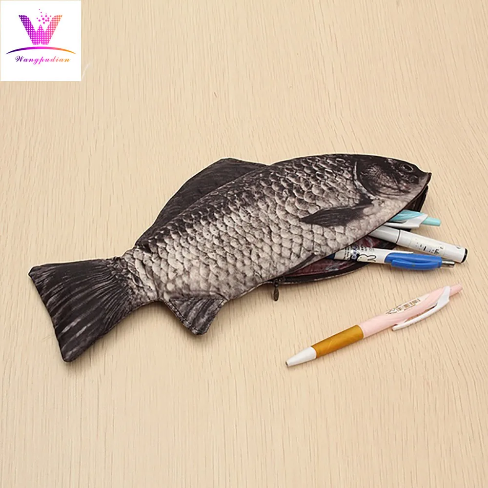 

Carp Pen Bag Realistic Fish Shape Make-up Pouch Pen Pencil Case With Zipper PU pencil case