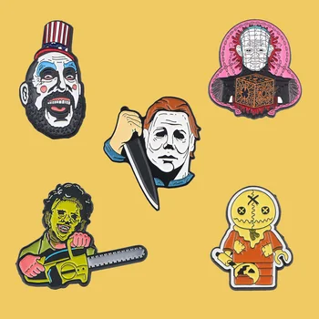 

PC454 Wholesale 10pcs/lot Cartoon Horror Film Hellraiser Enamel Metal Brooch Pins Badge Backpack Bag Collar Creative Jewelry