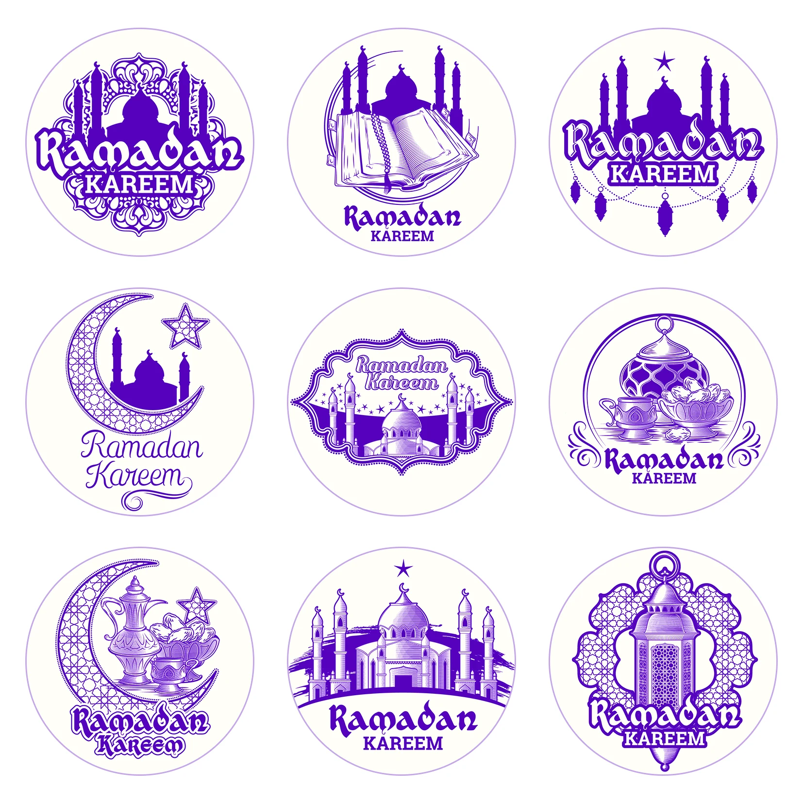 60-120 pz Eid Ramadan Kareem Decor Ramadan Mubarak adesivi musulmani islamici Kareem regali di aiuto felice Ramadan ed Eid Decor per la casa  15