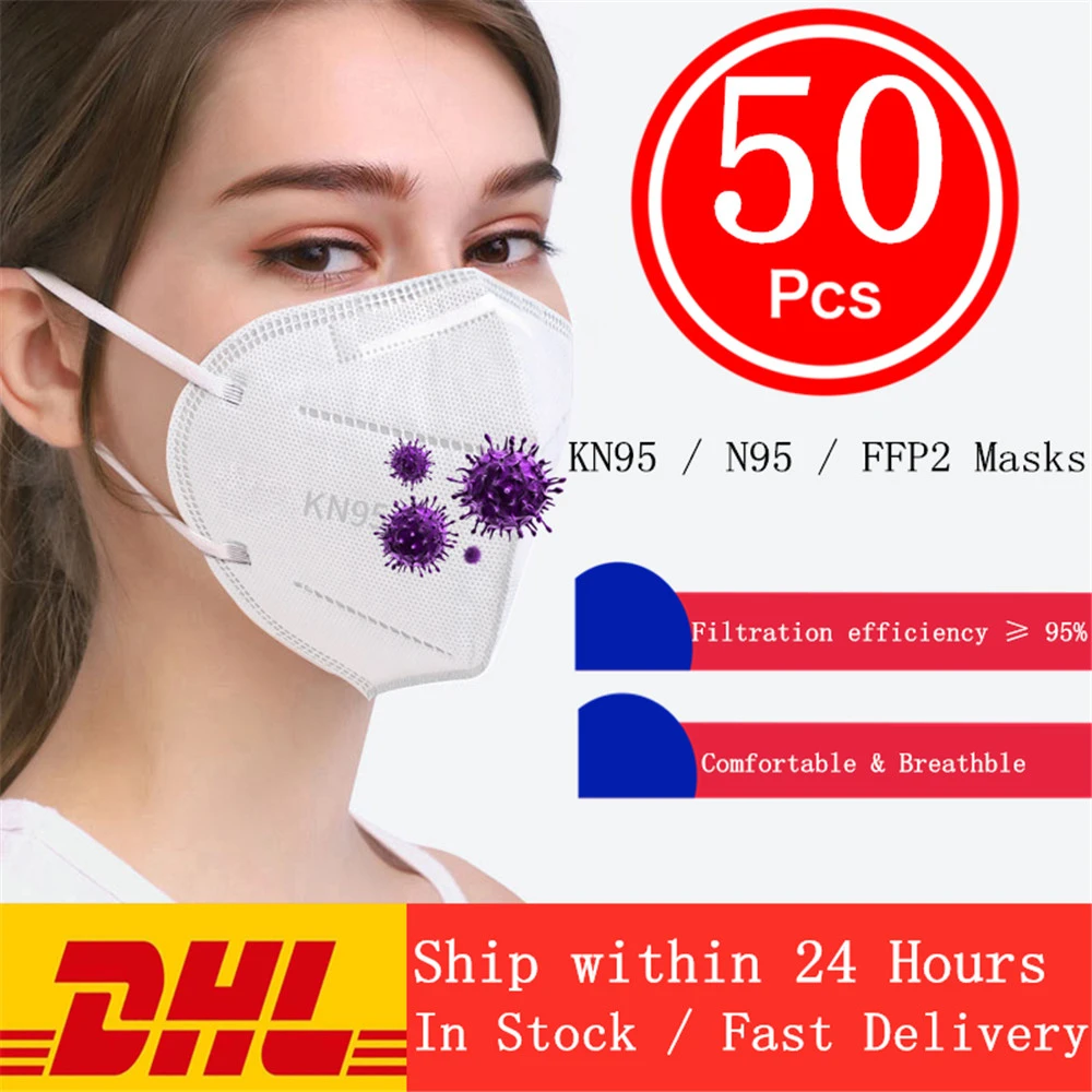 

50pcs KN95 5 Layers Mask Anti Flu Anti Infection N95 Masks Particulate Respirator PM2.5 Protective Safety Same as KF94 FFP2