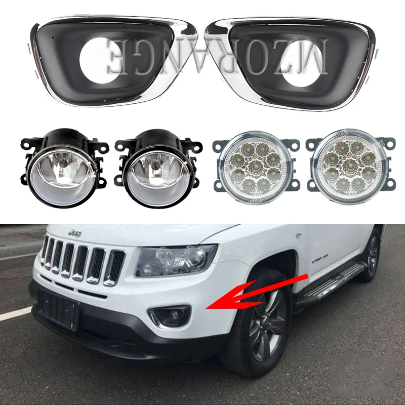 Для Jeep Compass 2011- противотуманный светильник s светодиодный противотуманный светильник, галогенные передние фары, крышка противотуманных фар, противотуманный светильник s frame