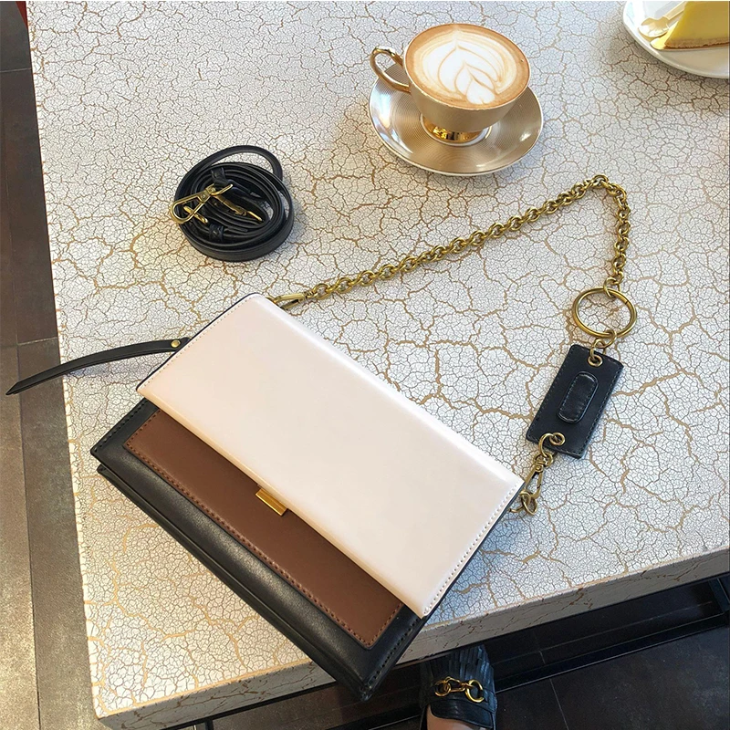 

Vintage Leather Ladies HandBags Simple Fashion Shoulder Bag Shoulder Chain Flap Designer Solid Color Handbags Bolsa Feminina
