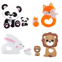 2Pc/Set Silicone Mini Lion Beads Silicone Teether Pendant Baby Toy DIY Nursing Necklace Pacifier Chain Tiny Rod For Baby Product 1