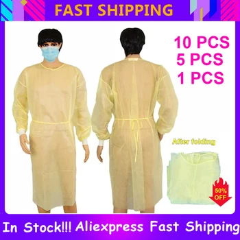 

1/5pc/10pc Disposable Isolation Protection Gown Non-Woven Splash Resistant for Tattoo Eyebrow Artist Surgeon Dust Proof Overalls