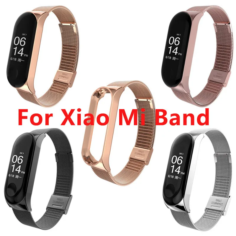 Браслет для Xiao mi Band 4 и 3 ремешок из нержавеющей стали Xio mi Xaio mi Xia mi xaomi mi xaiomy металлический браслет для женщин и мужчин