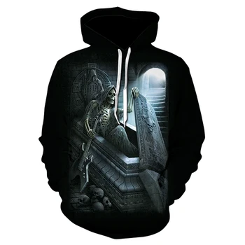 

3D skull men's long sleeve thin printed hoodie spring/autumn 2020 high quality full printed casual sports hoodie jacket