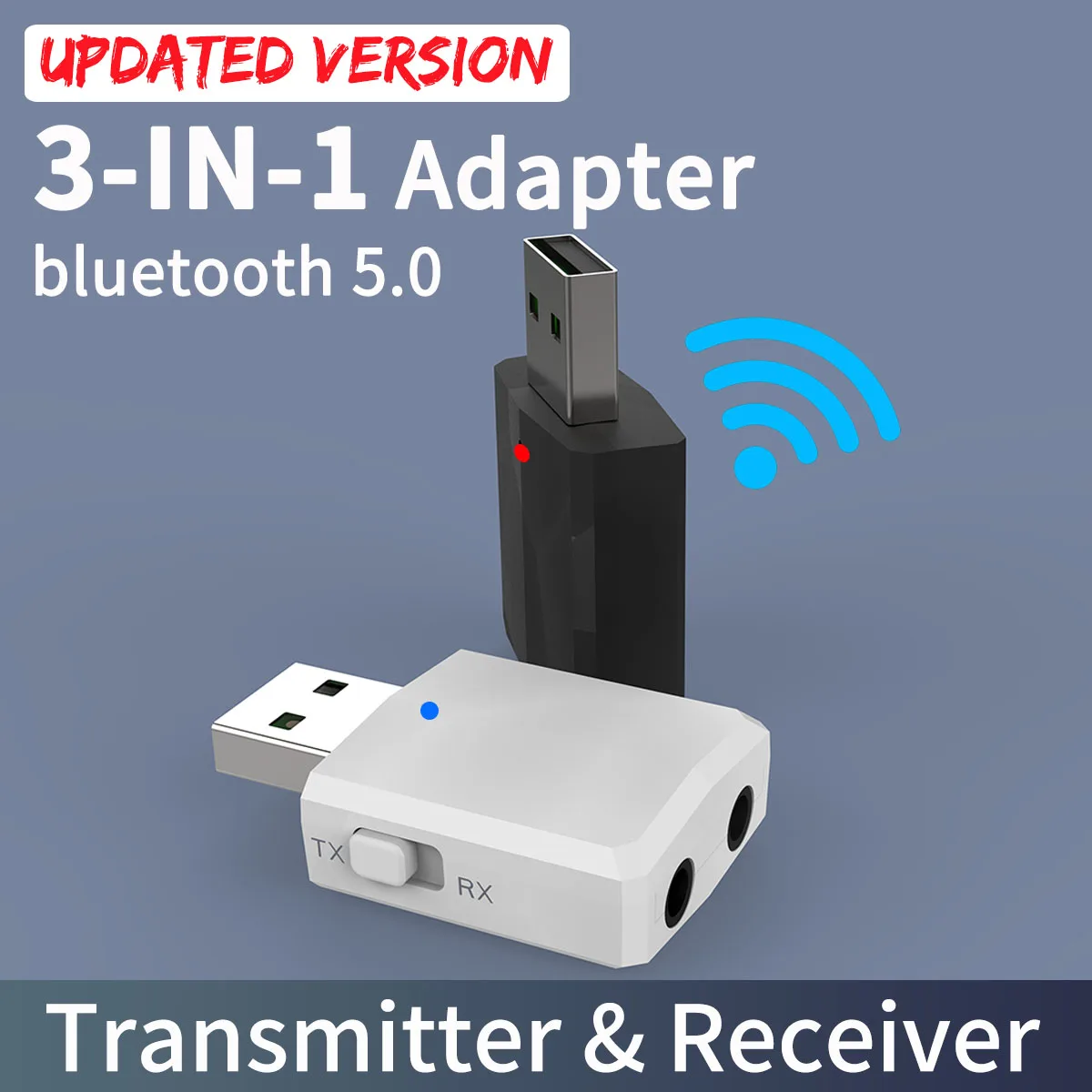 

iMars Black bluetooth 5.0 Audio Receiver Transmitter Stereo AUX RCA USB 3.5mm Jack For TV PC Car Kit Wireless Adapter