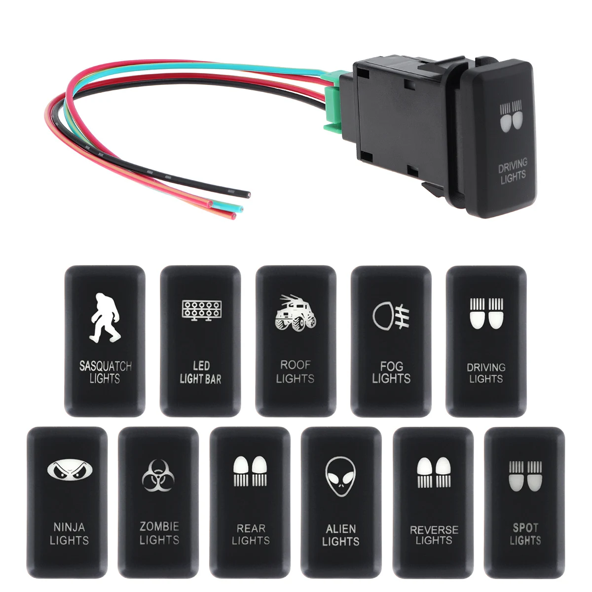 Luz Azul Switches com Conector Kit de Fio Apto para Toyota Hilux Prado 120 Interruptor de Botão 12v Ligar Desligar do Carro Auto Caminhão
