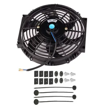 

Universal 10 Inch Slim Fan Push Pull Electric Radiator Cooling Fan Kit 12V 80W Black Color