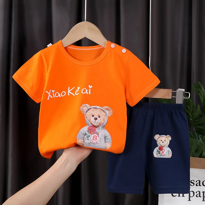 New Brand Cotton Baby Sets Leisure Sports Children Boys Girls Short Sleeve T-shirt + Shorts Sets Toddler Kids Clothing