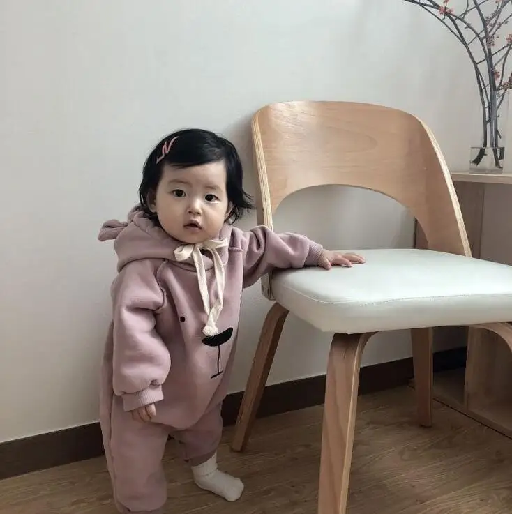 New Style Babys Girls Boys Hooded Romper Cotton Thicken Autumn Winter Babys Jumpsuit 6-24 Month PX479