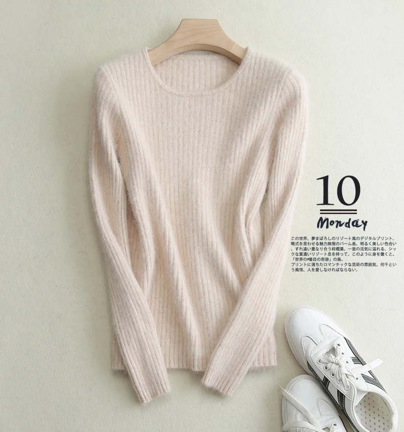Loose Sweater Women Hot Sale Soft Jumpers Mink Cashmere Knitted New O-Neck Standard Clothes Ladies Pullovers