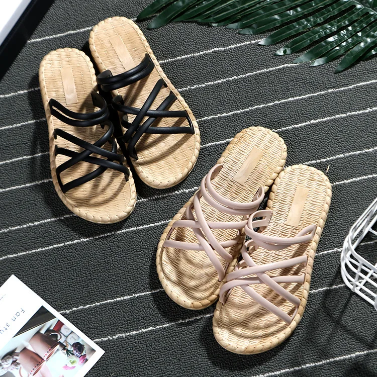 Woman Rope Joker Rome Cool Summer Slipper Flat Bottom Beach Shoes Beach Trip Shopping Sandals Female Non-slip Flip Flop Shoes