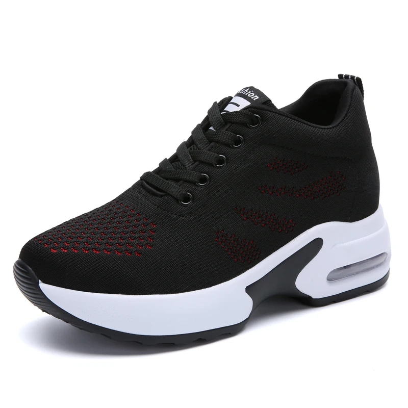 black red 1029 Обувь; женские кроссовки на платформе; женская повседневная обувь; коллекция года; женская обувь на танкетке; Теплая обувь белого цвета на массивном каблуке; chaussures femme - Цвет: black red 1029