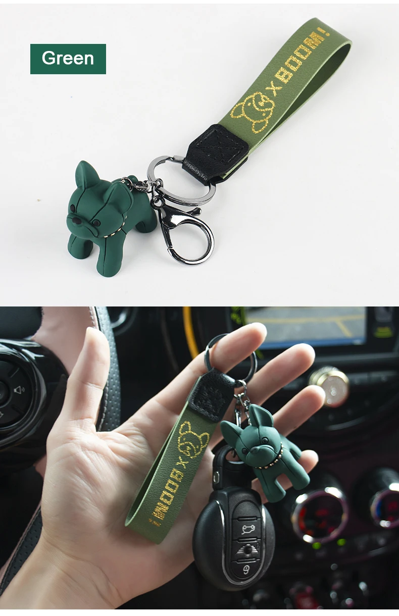 French Punk Bulldog Keychain Car Key Ring Key Chain For Mini