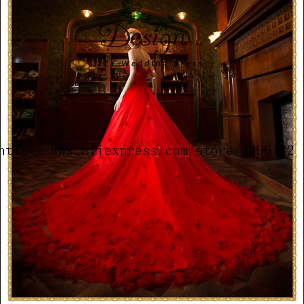 Red Saudi Arabic Flowers Red Vintage Quinceanera Dresses Organza Sweet 16 Off Shoulder Puffy Ball Gown Pageant Dresses