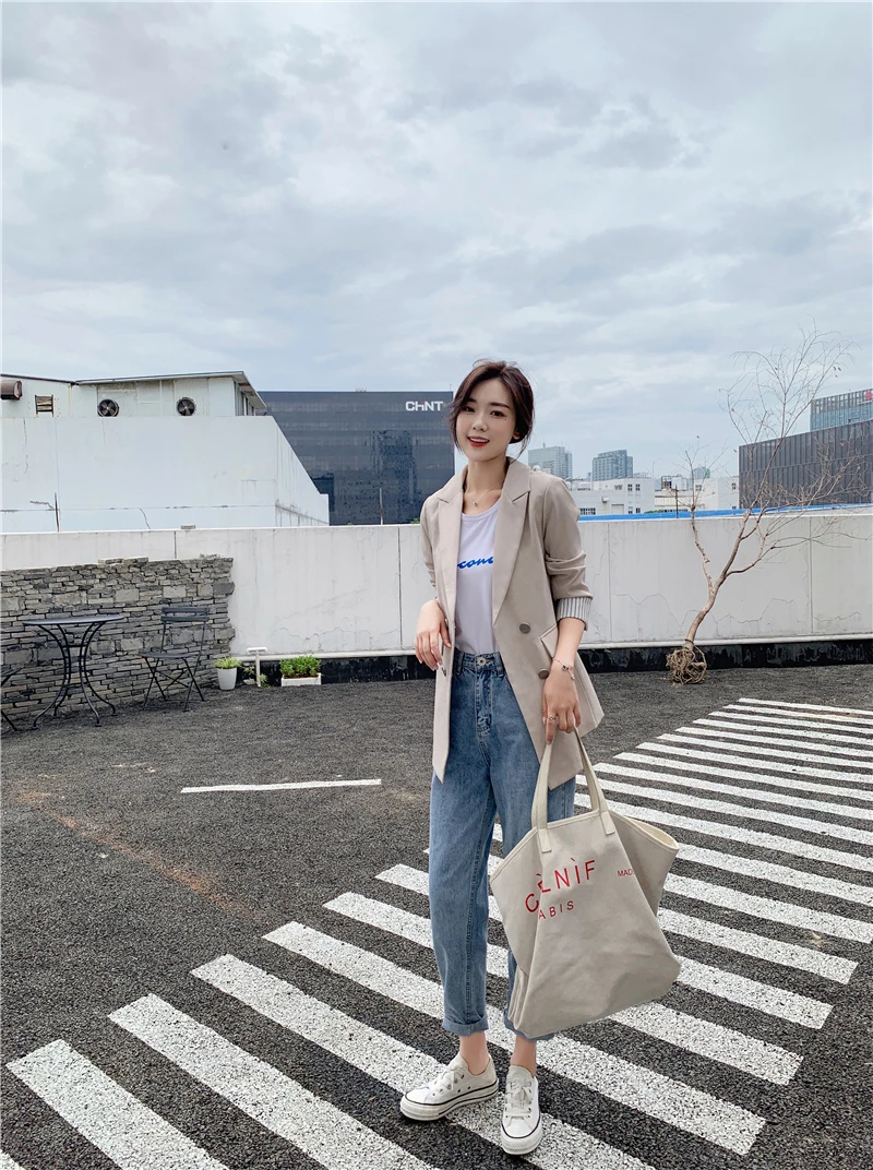 Модные женские двубортные пиджаки с зубчатым воротником, повседневный Блейзер, Женская осенне-зимняя верхняя одежда, элегантное пальто, новинка
